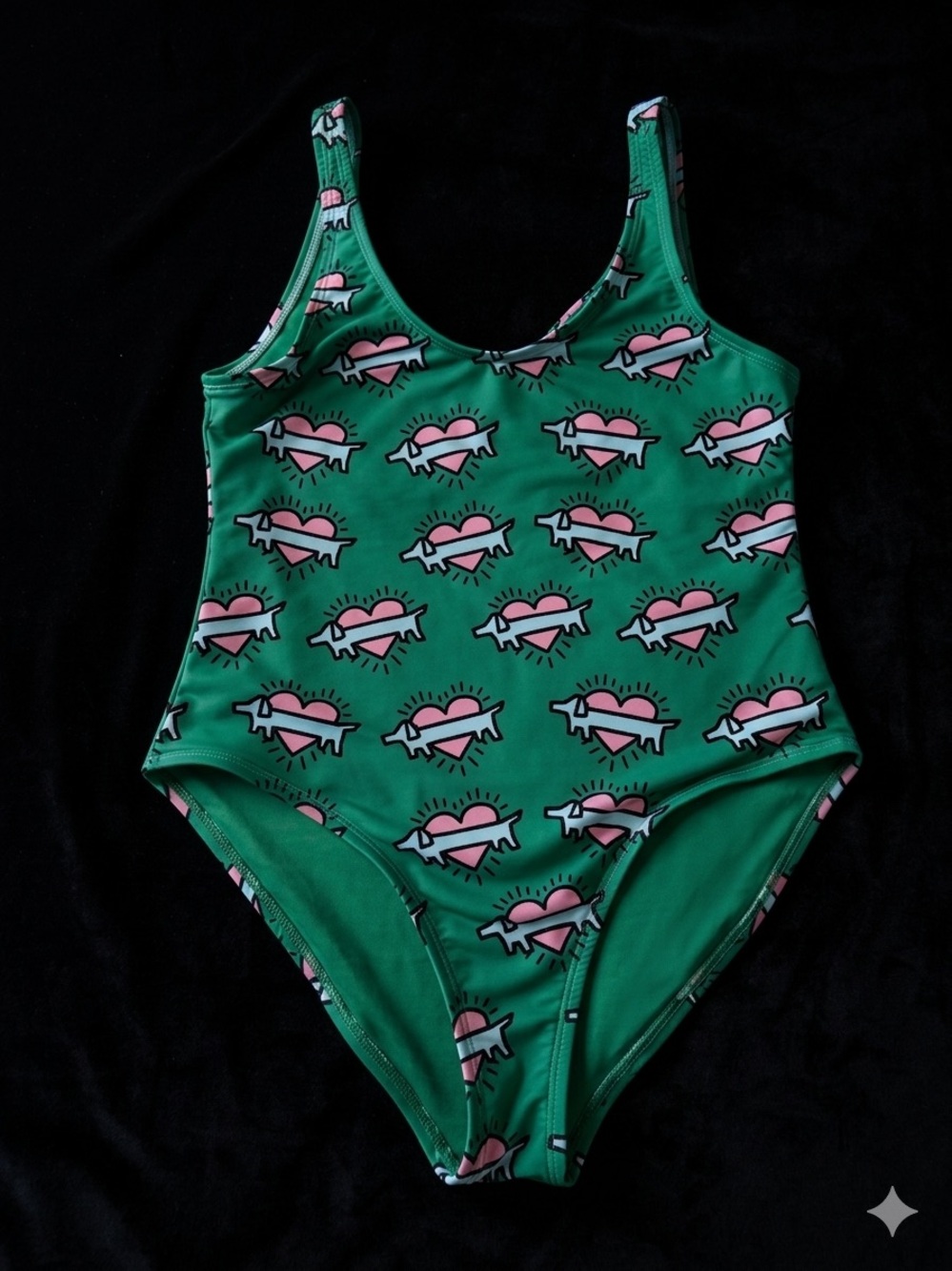 Bean Goods Dachshund Wiener Dog Heart One Piece Swimsuit Size XL